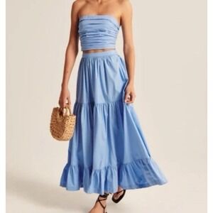 Abercrombie & Fitch Skirt Womens Small Poplin Tiered Maxi Timeless Spring Summer